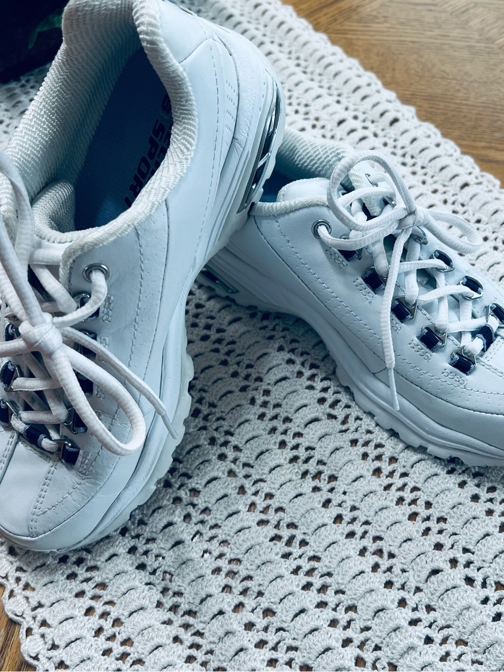 Skechers Premium White Women's Lace-Up Sneakers